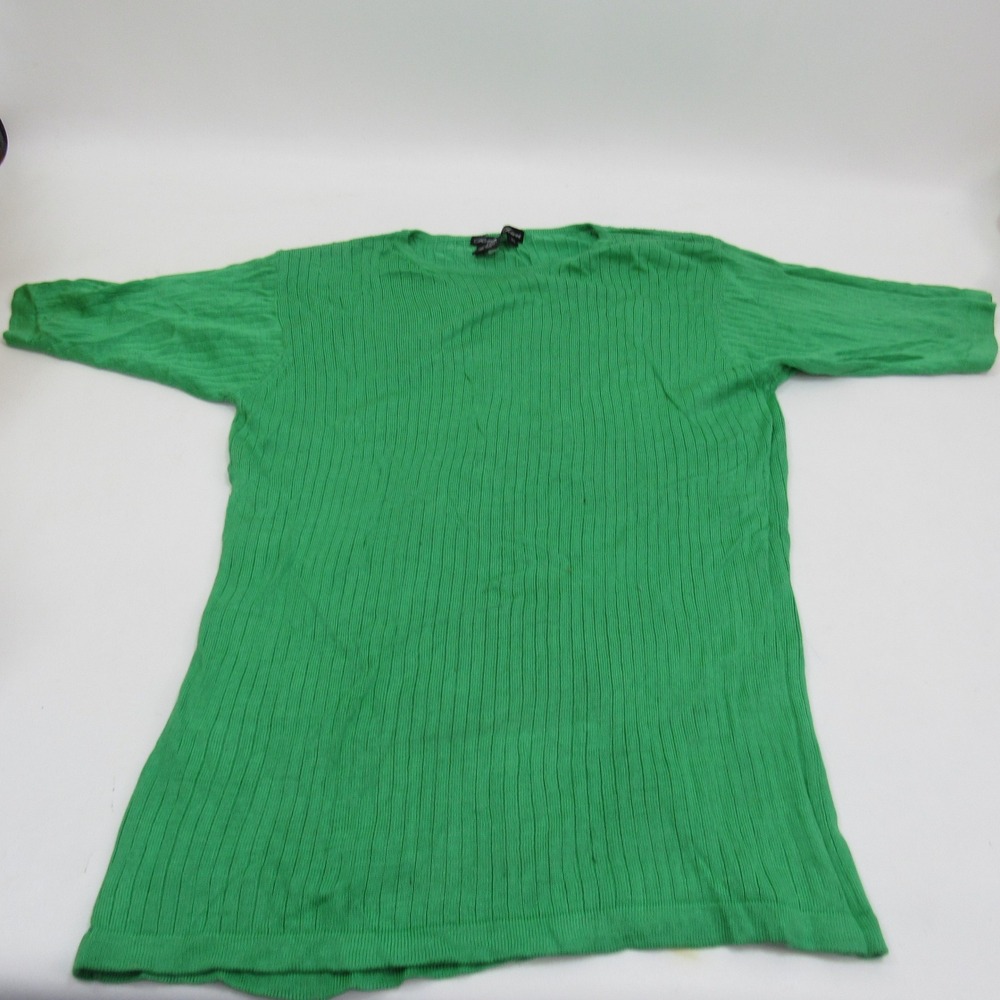 Patrick Tricot Silk Top Ribbed Knit Short Sleeve‎ Green Womens Size M